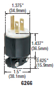 6266BLK - Industrial Grade Straight Blade Plugs - Connectors 15 / 20 Amp (26 - 41) image