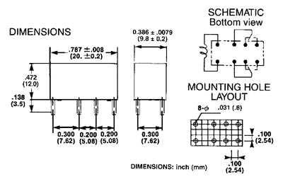 Dimensions, Schematic and Mounting Hole Layout