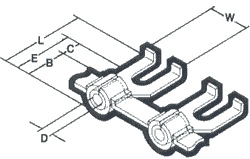 Flanged Spade Terminals Dimension Drawing