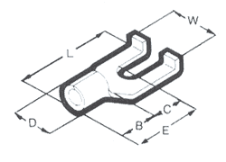 Flanged Spade Terminals (Brazed) Dimension Drawing