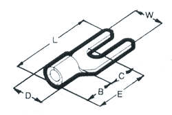 Spade Terminals (Brazed) Dimension Drawing