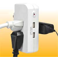 Three Outlet Surge Protector with 2 USB Chargers