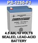 PS-1250-F1 - 4.5 AH, 12 Volts Sealed, Lead-acid Battery
