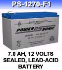 PS-1270-F1 - 7.0 AH, 12 Volts Sealed, Lead-acid Battery